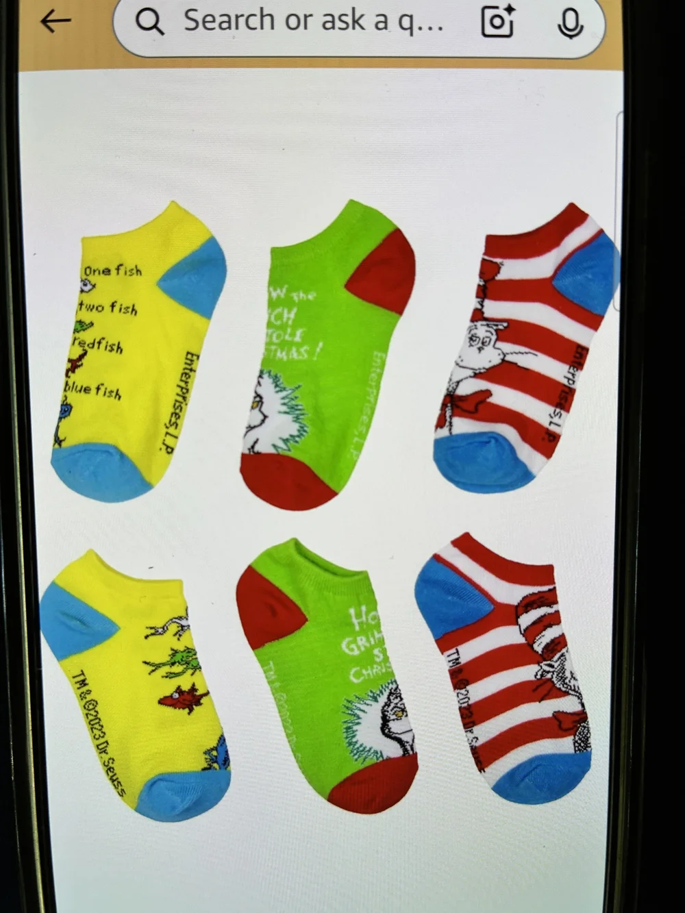 Dr. Seuss Red, White & Blue Striped Ankle Kids Socks with Character Accent